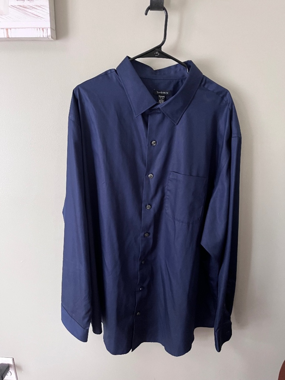 Van Heusen Poplin Solid Dress Shirt/ Navy Blue/Size 2XL